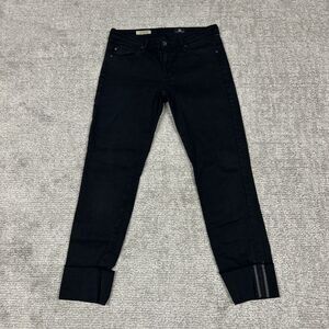 AG Adriano Goldschmied Jeans Womens 27 Stevie Cuff Slim Straight Black Stretch